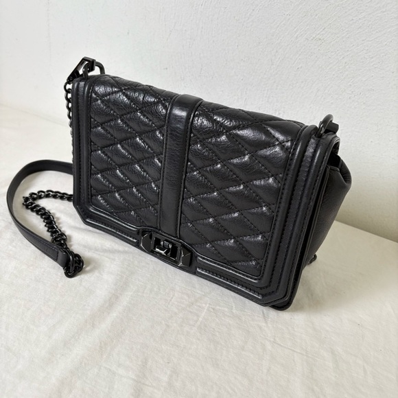 REBECCA MINKOFF Quilted Love Leather Crossbody Bag Purse Luxury Minimalist - Picture 5 of 17